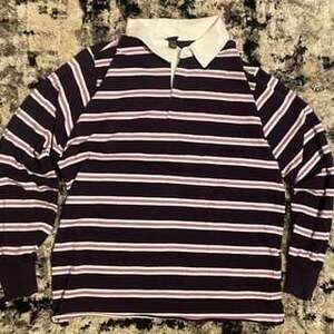Wild Fable Purple & White Striped Rugby Polo Shirt, S